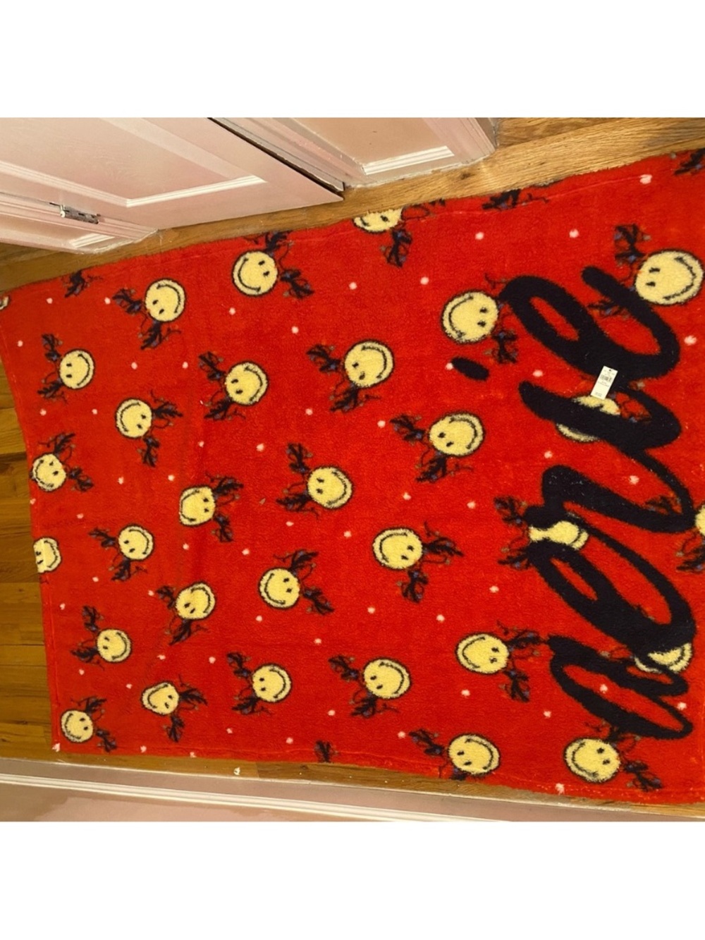 aerie Red Smiley Fruit Pattern Throw Blanket